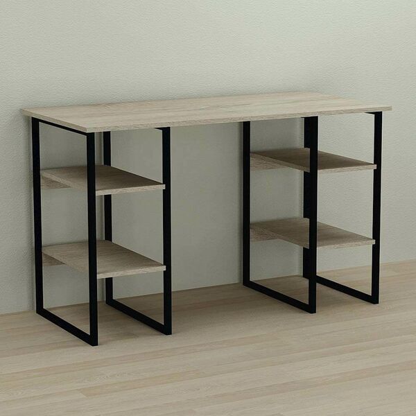 Стіл офісний Карен-4 сонома, ТОВЩИНА СТІЛЬНИЦІ ДСП: 16 мм, ШИРИНА СТІЛЬНИЦІ: 120 см, ГЛИБИНА СТІЛЬНИЦІ: 70 см, КОЛІР МЕТАЛУ: ЧОРНИЙ, КОЛІР ДСП: СОНОМА