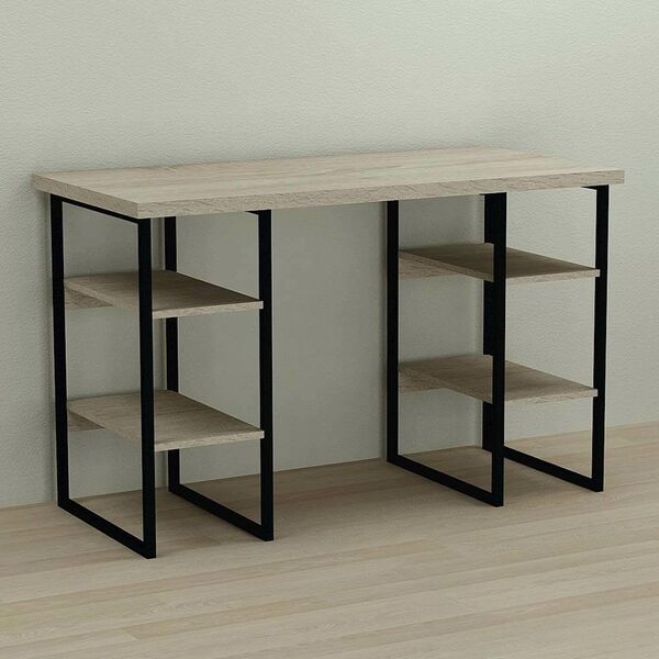 Стіл офісний Карен-4 сонома, ТОВЩИНА СТІЛЬНИЦІ ДСП: 32 мм, ШИРИНА СТІЛЬНИЦІ: 120 см, ГЛИБИНА СТІЛЬНИЦІ: 60 см, КОЛІР МЕТАЛУ: ЧОРНИЙ, КОЛІР ДСП: СОНОМА