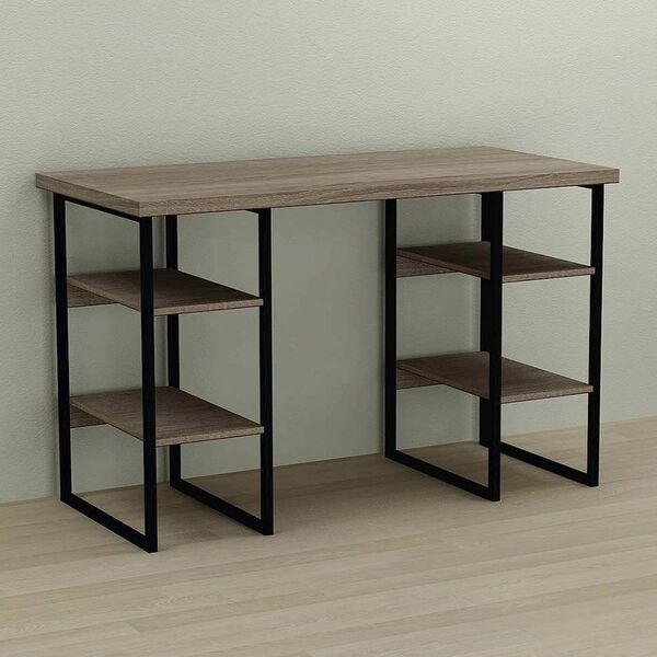 Стіл офісний Карен-4 трюфель, ТОВЩИНА СТІЛЬНИЦІ ДСП: 32 мм, ШИРИНА СТІЛЬНИЦІ: 140 см, ГЛИБИНА СТІЛЬНИЦІ: 70 см, КОЛІР МЕТАЛУ: ЧОРНИЙ, КОЛІР ДСП: ТРЮФЕЛЬ