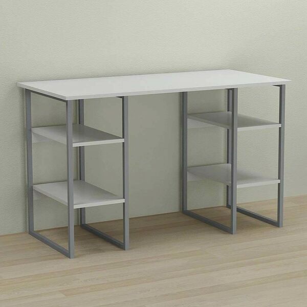 Стіл офісний Карен-4 білий, ТОВЩИНА СТІЛЬНИЦІ ДСП: 16 мм, ШИРИНА СТІЛЬНИЦІ: 120 см, ГЛИБИНА СТІЛЬНИЦІ: 60 см, КОЛІР МЕТАЛУ: СІРИЙ, КОЛІР ДСП: БІЛИЙ