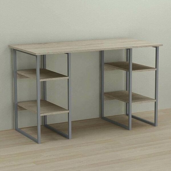 Стіл офісний Карен-4 сонома, ТОВЩИНА СТІЛЬНИЦІ ДСП: 16 мм, ШИРИНА СТІЛЬНИЦІ: 120 см, ГЛИБИНА СТІЛЬНИЦІ: 70 см, КОЛІР МЕТАЛУ: СІРИЙ, КОЛІР ДСП: СОНОМА