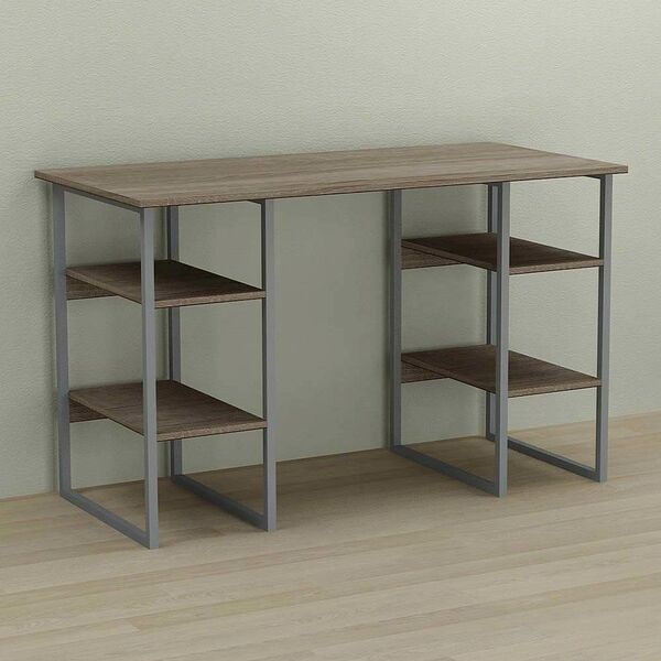 Стіл офісний Карен-4 трюфель, ТОВЩИНА СТІЛЬНИЦІ ДСП: 16 мм, ШИРИНА СТІЛЬНИЦІ: 120 см, ГЛИБИНА СТІЛЬНИЦІ: 60 см, КОЛІР МЕТАЛУ: СІРИЙ, КОЛІР ДСП: ТРЮФЕЛЬ