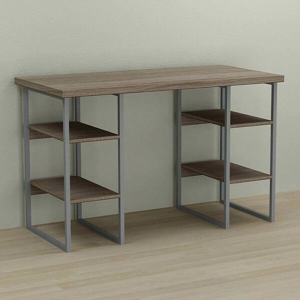 Стіл офісний Карен-4 трюфель, ТОВЩИНА СТІЛЬНИЦІ ДСП: 32 мм, ШИРИНА СТІЛЬНИЦІ: 120 см, ГЛИБИНА СТІЛЬНИЦІ: 70 см, КОЛІР МЕТАЛУ: СІРИЙ, КОЛІР ДСП: ТРЮФЕЛЬ