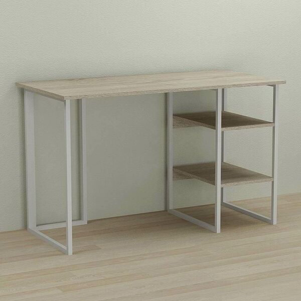 Стол офисный Кевин-2 сонома, ТОЛЩИНА СТОЛЕШНИЦЫ ДСП: 16 мм, ШИРИНА СТОЛЕШНИЦЫ: 100 см, ГЛУБИНА СТОЛЕШНИЦЫ: 60 см, ЦВЕТ МЕТАЛЛА: БЕЛЫЙ, ЦВЕТ ДСП: СОНОМА