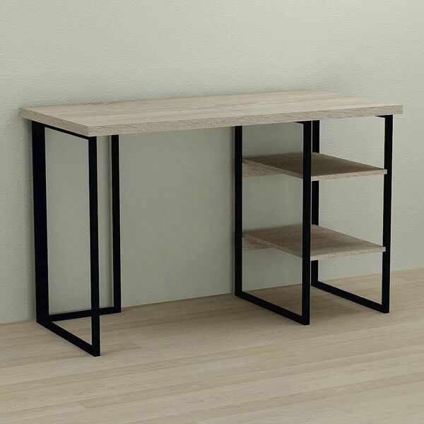 Стол офисный Кевин-2 сонома, ТОЛЩИНА СТОЛЕШНИЦЫ ДСП: 32 мм, ШИРИНА СТОЛЕШНИЦЫ: 100 см, ГЛУБИНА СТОЛЕШНИЦЫ: 60 см, ЦВЕТ МЕТАЛЛА: ЧЕРНЫЙ, ЦВЕТ ДСП: СОНОМА