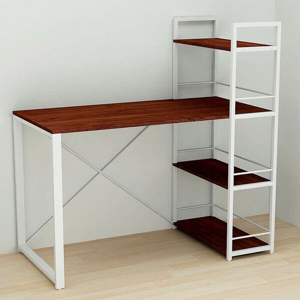 Стол письменный с этажеркой Коннект-6 венге, ТОЛЩИНА СТОЛЕШНИЦЫ ДСП: 16 мм, ШИРИНА СТОЛЕШНИЦЫ: 120 см, ГЛУБИНА СТОЛЕШНИЦЫ: 60 см, ЦВЕТ МЕТАЛЛА: БЕЛЫЙ, ЦВЕТ ДСП: ВЕНГЕ МАГИЯ