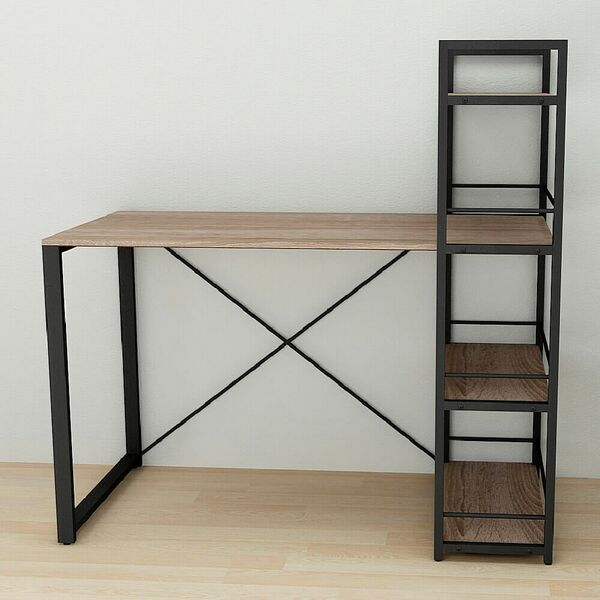 Стол письменный с этажеркой Коннект-6 трюфель, ТОЛЩИНА СТОЛЕШНИЦЫ ДСП: 16 мм, ШИРИНА СТОЛЕШНИЦЫ: 120 см, ГЛУБИНА СТОЛЕШНИЦЫ: 60 см, ЦВЕТ МЕТАЛЛА: ЧЕРНЫЙ, ЦВЕТ ДСП: ТРЮФЕЛЬ