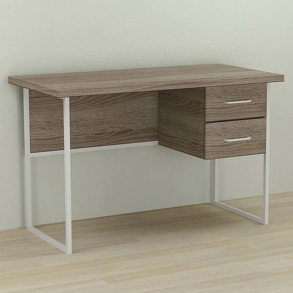 Стол письменный с 2 ящиками Дакота-2 трюфель, ТОЛЩИНА СТОЛЕШНИЦЫ ДСП: 32 мм, ШИРИНА СТОЛЕШНИЦЫ: 120 см, ГЛУБИНА СТОЛЕШНИЦЫ: 70 см, ЦВЕТ МЕТАЛЛА: БЕЛЫЙ, ЦВЕТ ДСП: ТРЮФЕЛЬ
