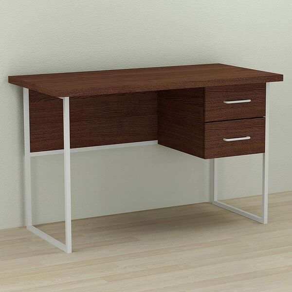 Стіл письмовий з 2 шухлядами Дакота-2 венге, ТОВЩИНА СТІЛЬНИЦІ ДСП: 32 мм, ШИРИНА СТІЛЬНИЦІ: 120 см, ГЛИБИНА СТІЛЬНИЦІ: 60 см, КОЛІР МЕТАЛУ: БІЛИЙ, КОЛІР ДСП: ВЕНГЕ МАГИЯ