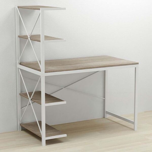 Стіл письмовий з етажеркою Джек-5 трюфель, ТОВЩИНА СТІЛЬНИЦІ ДСП: 16 мм, ШИРИНА СТІЛЬНИЦІ: 120 см, ГЛИБИНА СТІЛЬНИЦІ: 60 см, КОЛІР МЕТАЛУ: БІЛИЙ, КОЛІР ДСП: ТРЮФЕЛЬ