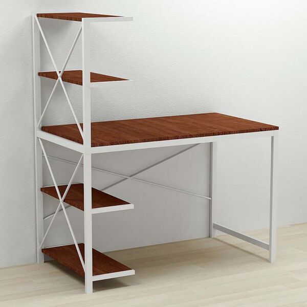 Стіл письмовий з етажеркою Джек-5 венге, ТОВЩИНА СТІЛЬНИЦІ ДСП: 16 мм, ШИРИНА СТІЛЬНИЦІ: 120 см, ГЛИБИНА СТІЛЬНИЦІ: 60 см, КОЛІР МЕТАЛУ: БІЛИЙ, КОЛІР ДСП: ВЕНГЕ МАГИЯ