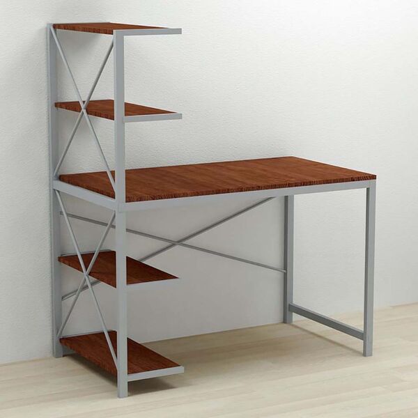 Стол письменный с этажеркой Джек-5 венге, ТОЛЩИНА СТОЛЕШНИЦЫ ДСП: 16 мм, ШИРИНА СТОЛЕШНИЦЫ: 120 см, ГЛУБИНА СТОЛЕШНИЦЫ: 60 см, ЦВЕТ МЕТАЛЛА: СЕРЫЙ, ЦВЕТ ДСП: ВЕНГЕ МАГИЯ