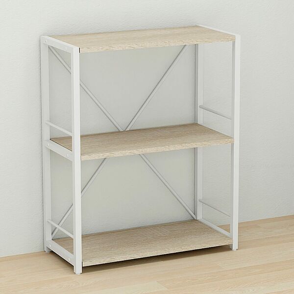 Етажерка на 3 полиці Коннект-360 сонома, КОЛІР МЕТАЛУ: БІЛИЙ, КОЛІР ДСП: СОНОМА, зображення 2