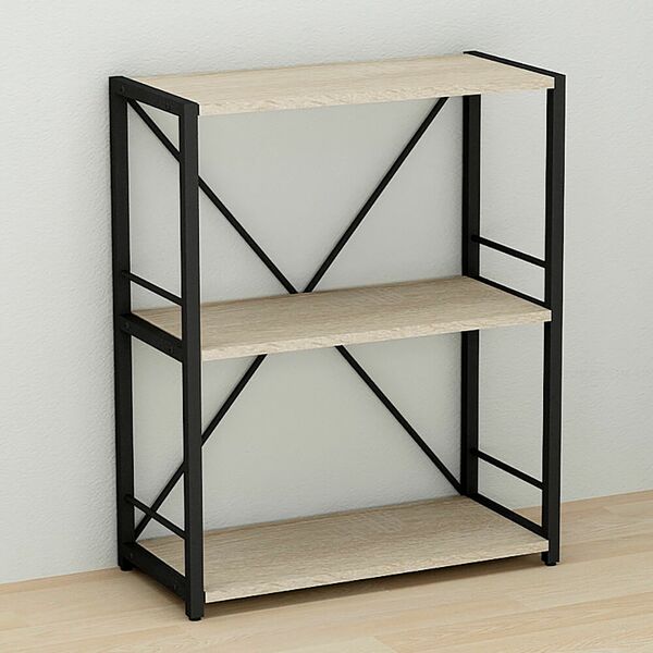 Етажерка на 3 полиці Коннект-360 сонома, КОЛІР МЕТАЛУ: ЧОРНИЙ, КОЛІР ДСП: СОНОМА, зображення 2
