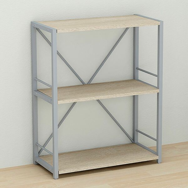 Этажерка на 3 полки Коннект-360 сонома, ЦВЕТ МЕТАЛЛА: СЕРЫЙ, ЦВЕТ ДСП: СОНОМА, изображение 2