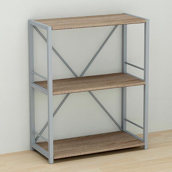 Етажерка на 3 полиці Коннект-360 трюфель, КОЛІР МЕТАЛУ: СІРИЙ, КОЛІР ДСП: ТРЮФЕЛЬ, зображення 2