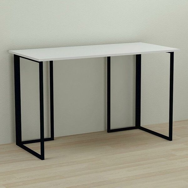 Стол письменный Ханна-1 белый, ТОЛЩИНА СТОЛЕШНИЦЫ ДСП: 16 мм, ШИРИНА СТОЛЕШНИЦЫ: 120 см, ГЛУБИНА СТОЛЕШНИЦЫ: 60 см, ЦВЕТ МЕТАЛЛА: ЧЕРНЫЙ, ЦВЕТ ДСП: БЕЛЫЙ