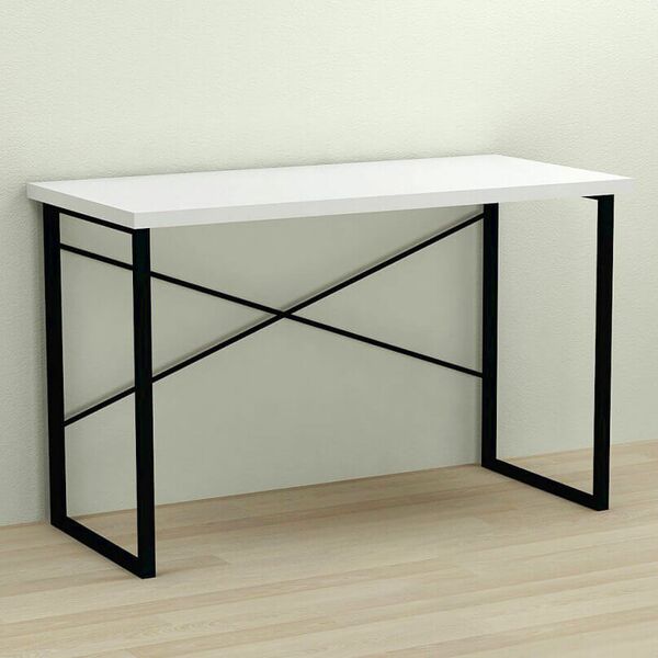 Письмовий стіл Дейв-1 білий, ТОВЩИНА СТІЛЬНИЦІ ДСП: 32 мм, ШИРИНА СТІЛЬНИЦІ: 100 см, ГЛИБИНА СТІЛЬНИЦІ: 60 см, КОЛІР МЕТАЛУ: ЧОРНИЙ, КОЛІР ДСП: БІЛИЙ, зображення 2