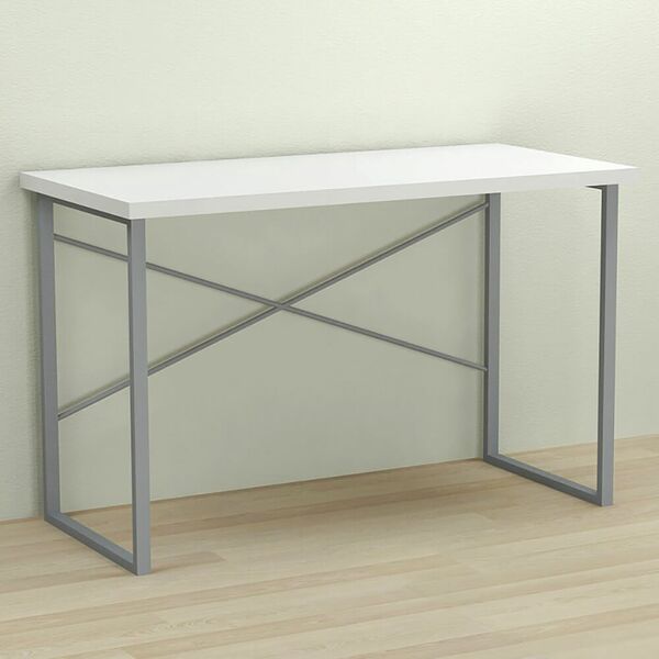 Письмовий стіл Дейв-1 білий, ТОВЩИНА СТІЛЬНИЦІ ДСП: 32 мм, ШИРИНА СТІЛЬНИЦІ: 100 см, ГЛИБИНА СТІЛЬНИЦІ: 60 см, КОЛІР МЕТАЛУ: СІРИЙ, КОЛІР ДСП: БІЛИЙ, зображення 2