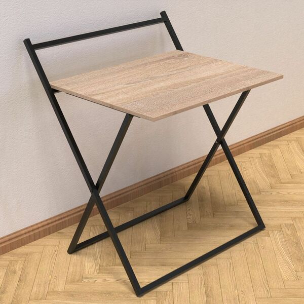 Письмовий стіл розкладний (трансформер) Компакт-1 (75см х 79 см х 72см) сонома, ТОВЩИНА СТІЛЬНИЦІ ДСП: 16 мм, ШИРИНА СТІЛЬНИЦІ: 79 см, ГЛИБИНА СТІЛЬНИЦІ: 72 см, КОЛІР МЕТАЛУ: ЧОРНИЙ, КОЛІР ДСП: СОНОМА, зображення 2