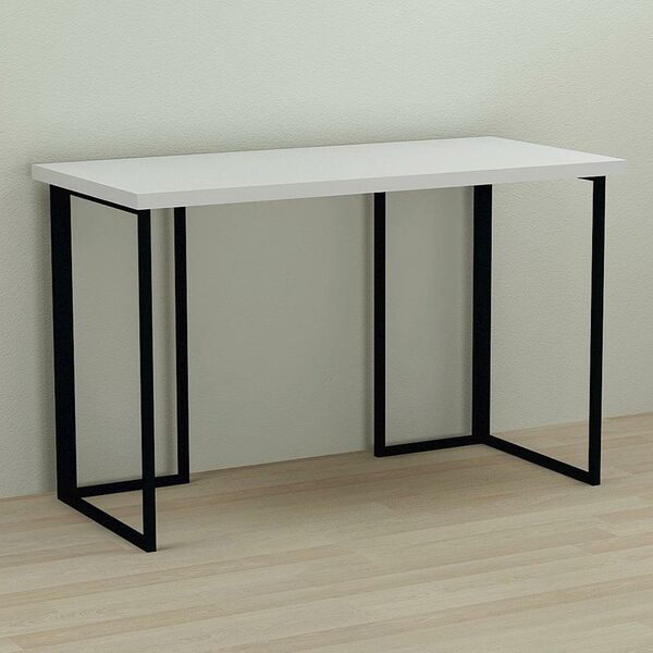 Стол письменный Ханна-1 белый, ТОЛЩИНА СТОЛЕШНИЦЫ ДСП: 32 мм, ШИРИНА СТОЛЕШНИЦЫ: 100 см, ГЛУБИНА СТОЛЕШНИЦЫ: 60 см, ЦВЕТ МЕТАЛЛА: ЧЕРНЫЙ, ЦВЕТ ДСП: БЕЛЫЙ