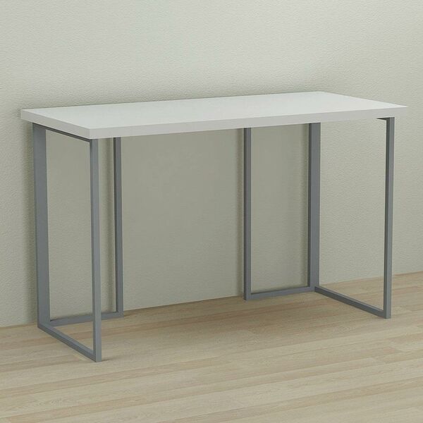 Стол письменный Ханна-1 белый, ТОЛЩИНА СТОЛЕШНИЦЫ ДСП: 32 мм, ШИРИНА СТОЛЕШНИЦЫ: 100 см, ГЛУБИНА СТОЛЕШНИЦЫ: 60 см, ЦВЕТ МЕТАЛЛА: СЕРЫЙ, ЦВЕТ ДСП: БЕЛЫЙ