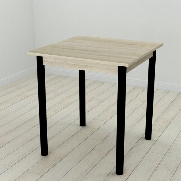 Стіл кухонний Agatha-50, з круглими ніжками сонома, ТОВЩИНА СТІЛЬНИЦІ ДСП: 16 мм, ШИРИНА СТІЛЬНИЦІ: 90 см, КОЛІР МЕТАЛУ: ЧОРНИЙ, КОЛІР ДСП: СОНОМА