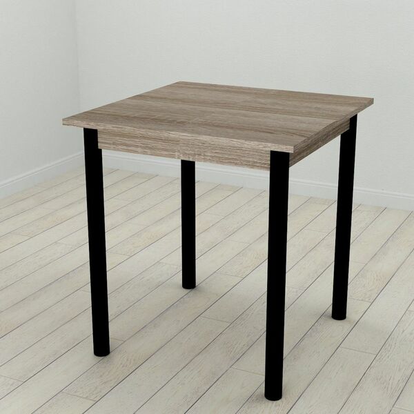 Стіл кухонний Agatha-50, з круглими ніжками трюфель, ТОВЩИНА СТІЛЬНИЦІ ДСП: 16 мм, ШИРИНА СТІЛЬНИЦІ: 70 см, КОЛІР МЕТАЛУ: ЧОРНИЙ, КОЛІР ДСП: ТРЮФЕЛЬ