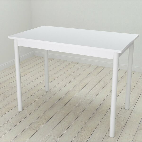 Cтіл обідній Benita-50 з круглими ніжками білий, ТОВЩИНА СТІЛЬНИЦІ ДСП: 16 мм, ШИРИНА СТІЛЬНИЦІ: 120 см, ГЛИБИНА СТІЛЬНИЦІ: 70 см, КОЛІР МЕТАЛУ: БІЛИЙ, КОЛІР ДСП: БІЛИЙ