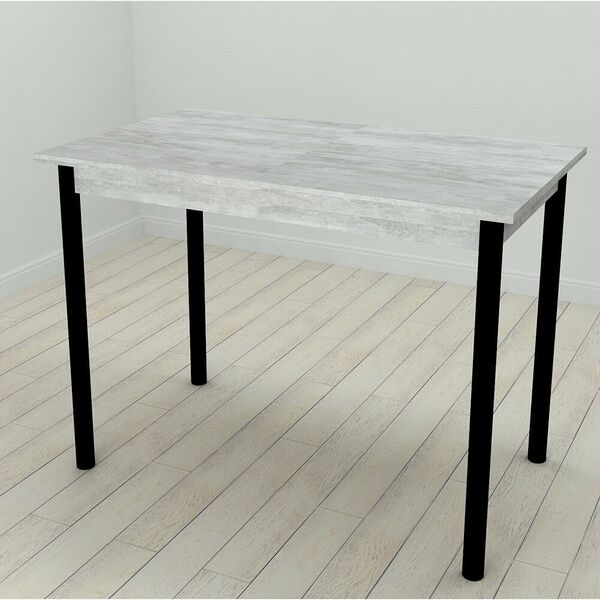 Cтіл обідній Benita-50 з круглими ніжками бетон, ТОВЩИНА СТІЛЬНИЦІ ДСП: 16 мм, ШИРИНА СТІЛЬНИЦІ: 120 см, ГЛИБИНА СТІЛЬНИЦІ: 60 см, КОЛІР МЕТАЛУ: ЧОРНИЙ, КОЛІР ДСП: БЕТОН