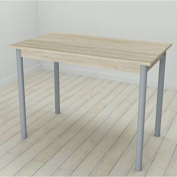 Cтіл обідній Benita-50 з круглими ніжками сонома, ТОВЩИНА СТІЛЬНИЦІ ДСП: 16 мм, ШИРИНА СТІЛЬНИЦІ: 120 см, ГЛИБИНА СТІЛЬНИЦІ: 70 см, КОЛІР МЕТАЛУ: СІРИЙ, КОЛІР ДСП: СОНОМА