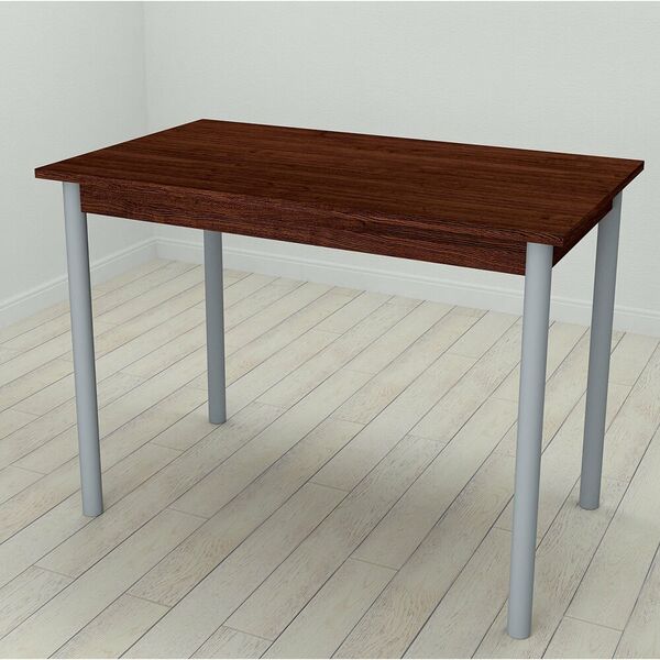 Cтіл обідній Benita-50 з круглими ніжками венге, ТОВЩИНА СТІЛЬНИЦІ ДСП: 16 мм, ШИРИНА СТІЛЬНИЦІ: 120 см, ГЛИБИНА СТІЛЬНИЦІ: 60 см, КОЛІР МЕТАЛУ: СІРИЙ, КОЛІР ДСП: ВЕНГЕ МАГИЯ