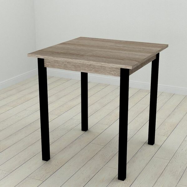 Стіл кухонний Diego-44, з квадратними ніжками трюфель, ТОВЩИНА СТІЛЬНИЦІ ДСП: 16 мм, ШИРИНА СТІЛЬНИЦІ: 90 см, КОЛІР МЕТАЛУ: ЧОРНИЙ, КОЛІР ДСП: ТРЮФЕЛЬ