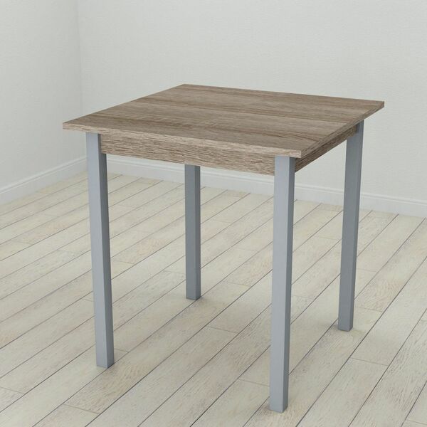 Стіл кухонний Diego-44, з квадратними ніжками трюфель, ТОВЩИНА СТІЛЬНИЦІ ДСП: 16 мм, ШИРИНА СТІЛЬНИЦІ: 90 см, КОЛІР МЕТАЛУ: СІРИЙ, КОЛІР ДСП: ТРЮФЕЛЬ