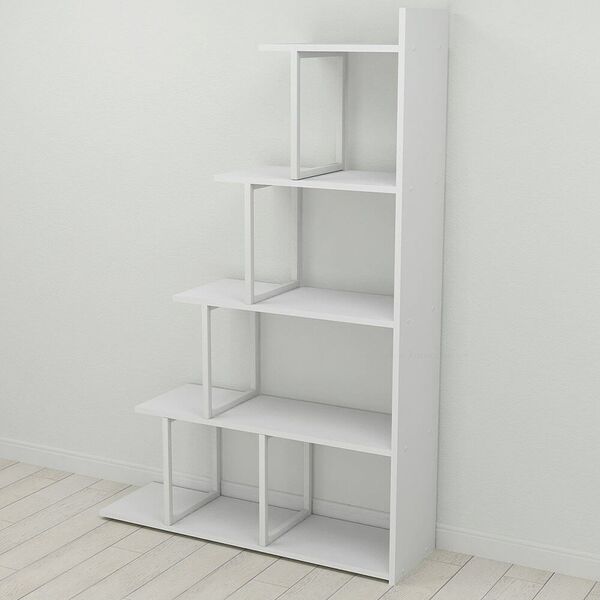 Стелаж гірка для книг "Сигма-5" білий, КОЛІР МЕТАЛУ: БІЛИЙ, КОЛІР ДСП: БІЛИЙ