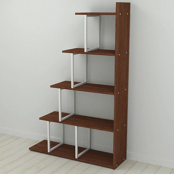 Стелаж гірка для книг "Сигма-5" венге, КОЛІР МЕТАЛУ: БІЛИЙ, КОЛІР ДСП: ВЕНГЕ МАГИЯ