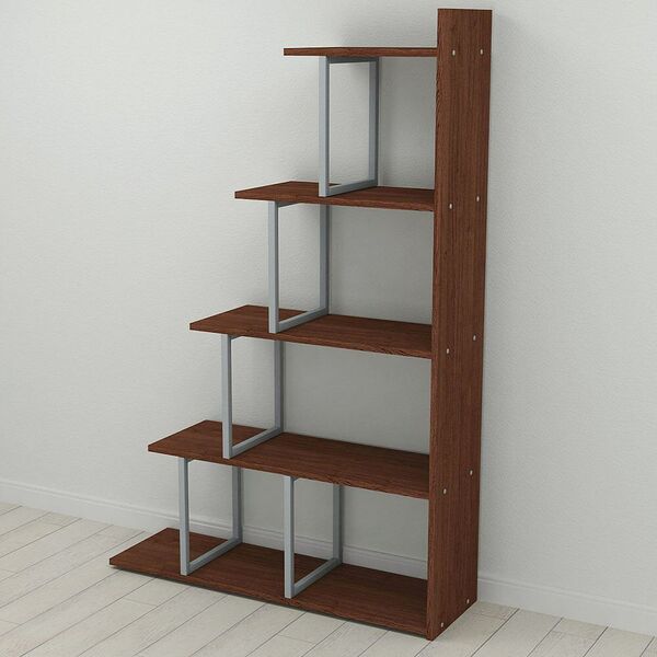 Стелаж гірка для книг "Сигма-5" венге, КОЛІР МЕТАЛУ: СІРИЙ, КОЛІР ДСП: ВЕНГЕ МАГИЯ