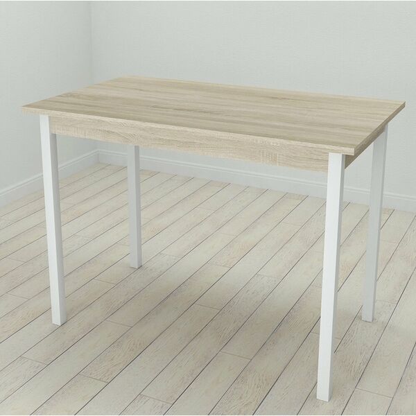 Cтіл обідній прямокутний Mario-44, з квадратними ніжками, ТОВЩИНА СТІЛЬНИЦІ ДСП: 16 мм, ШИРИНА СТІЛЬНИЦІ: 120 см, ГЛИБИНА СТІЛЬНИЦІ: 60 см, КОЛІР МЕТАЛУ: БІЛИЙ, КОЛІР ДСП: СОНОМА