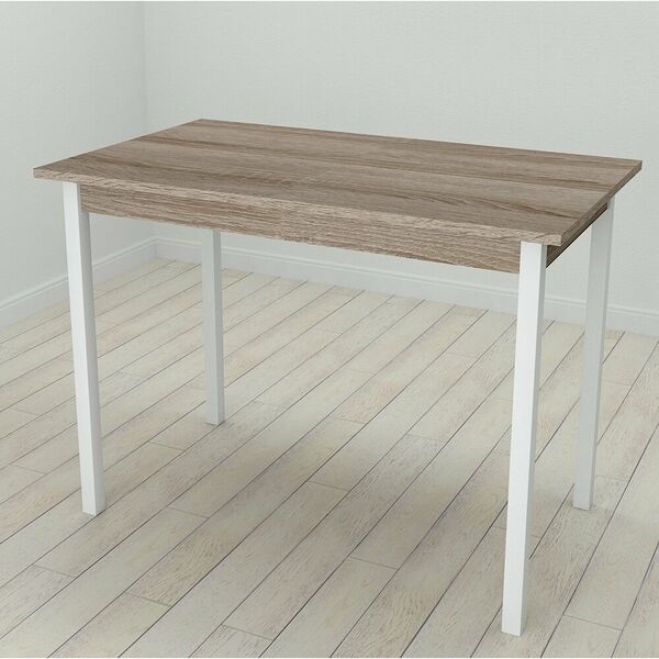 Cтіл обідній прямокутний Mario-44, з квадратними ніжками, ТОВЩИНА СТІЛЬНИЦІ ДСП: 16 мм, ШИРИНА СТІЛЬНИЦІ: 120 см, ГЛИБИНА СТІЛЬНИЦІ: 80 см, КОЛІР МЕТАЛУ: БІЛИЙ, КОЛІР ДСП: ТРЮФЕЛЬ