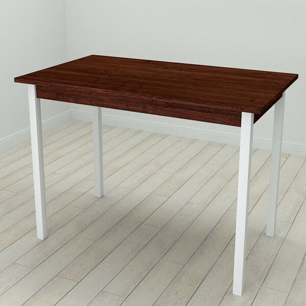 Cтіл обідній прямокутний Mario-44, з квадратними ніжками, ТОВЩИНА СТІЛЬНИЦІ ДСП: 16 мм, ШИРИНА СТІЛЬНИЦІ: 120 см, ГЛИБИНА СТІЛЬНИЦІ: 80 см, КОЛІР МЕТАЛУ: БІЛИЙ, КОЛІР ДСП: ВЕНГЕ МАГИЯ