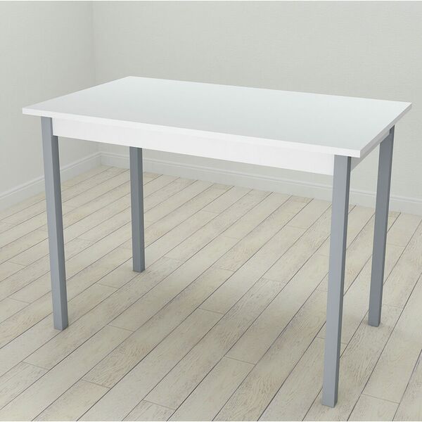 Cтіл обідній прямокутний Mario-44, з квадратними ніжками, ТОВЩИНА СТІЛЬНИЦІ ДСП: 16 мм, ШИРИНА СТІЛЬНИЦІ: 120 см, ГЛИБИНА СТІЛЬНИЦІ: 70 см, КОЛІР МЕТАЛУ: СІРИЙ, КОЛІР ДСП: БІЛИЙ