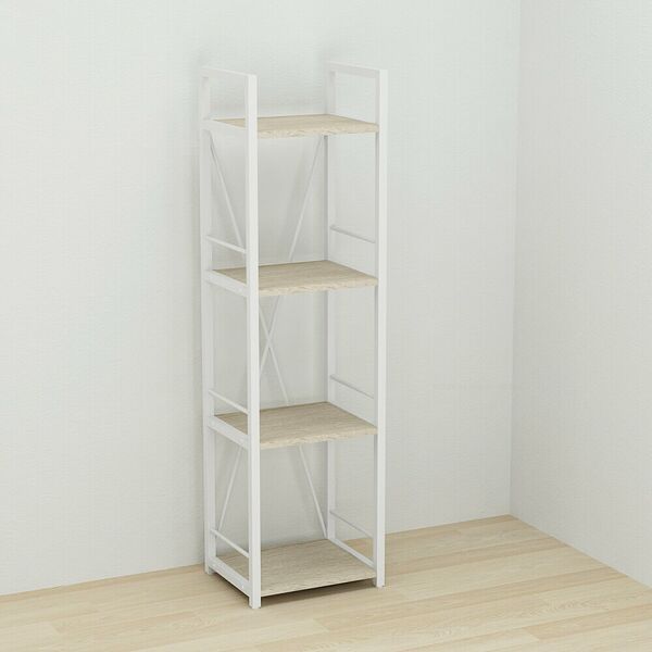 Стеллаж на 4 полки Коннект-434 сонома, ЦВЕТ МЕТАЛЛА: БЕЛЫЙ, ЦВЕТ ДСП: СОНОМА, изображение 2