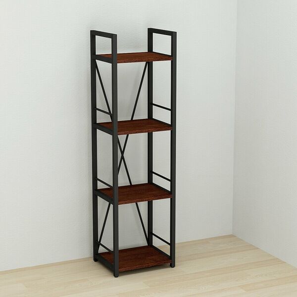 Стелаж на 4 полиці Коннект-434 венге, КОЛІР МЕТАЛУ: ЧОРНИЙ, КОЛІР ДСП: ВЕНГЕ МАГИЯ, зображення 2