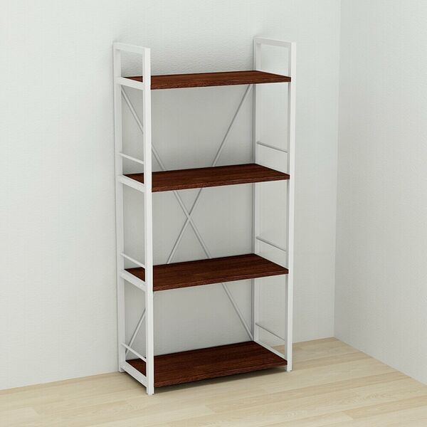 Стелаж на 4 полиці Коннект-460 венге, КОЛІР МЕТАЛУ: БІЛИЙ, КОЛІР ДСП: ВЕНГЕ МАГИЯ, зображення 2