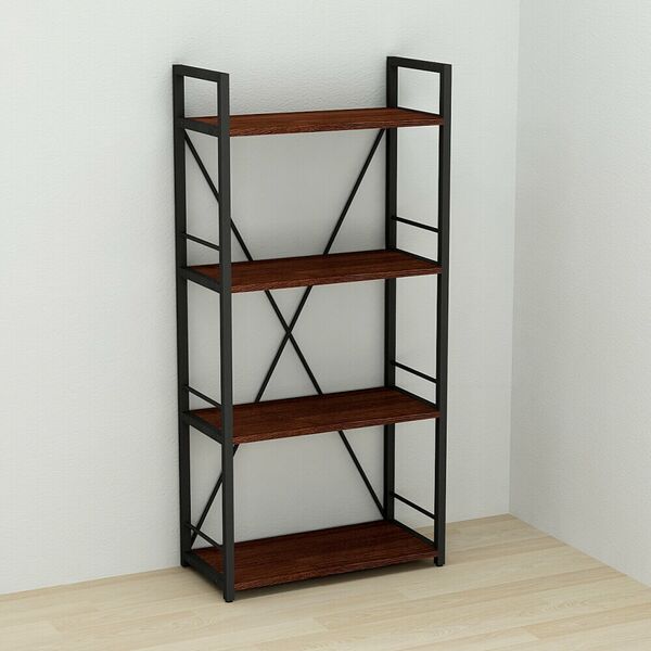Стелаж на 4 полиці Коннект-460 венге, КОЛІР МЕТАЛУ: ЧОРНИЙ, КОЛІР ДСП: ВЕНГЕ МАГИЯ, зображення 2