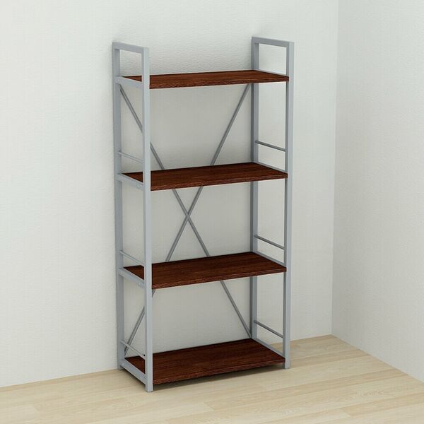 Стелаж на 4 полиці Коннект-460 венге, КОЛІР МЕТАЛУ: СІРИЙ, КОЛІР ДСП: ВЕНГЕ МАГИЯ, зображення 2