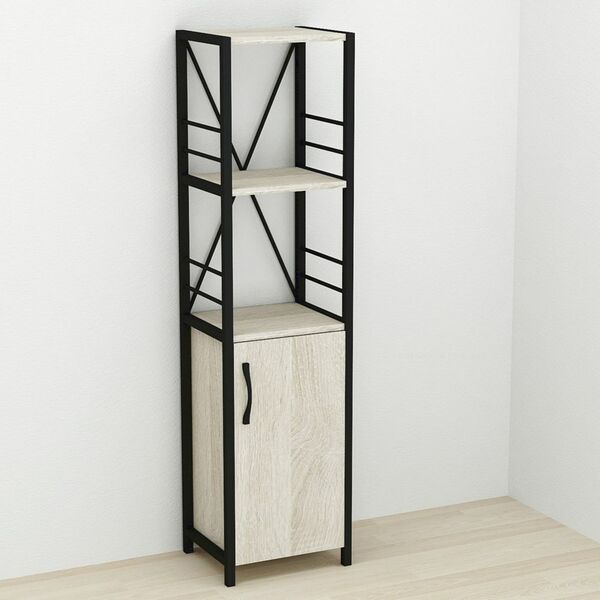 Шкаф пенал с 3 полками Коннект-334 сонома, ЦВЕТ МЕТАЛЛА: ЧЕРНЫЙ, ЦВЕТ ДСП: СОНОМА, изображение 2