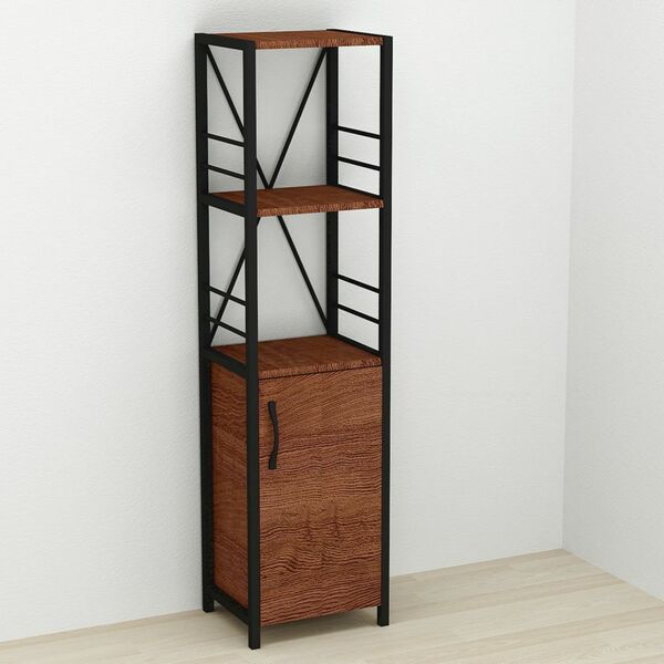 Шафа пенал з 3 полицями Коннект-334 венге, КОЛІР МЕТАЛУ: ЧОРНИЙ, КОЛІР ДСП: ВЕНГЕ МАГИЯ, зображення 2