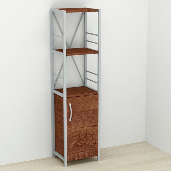 Шафа пенал з 3 полицями Коннект-334 венге, КОЛІР МЕТАЛУ: СІРИЙ, КОЛІР ДСП: ВЕНГЕ МАГИЯ, зображення 2