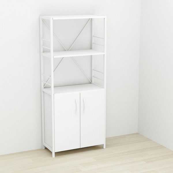 Шафа пенал с 3 полицями Коннект-360 білий, КОЛІР МЕТАЛУ: БІЛИЙ, КОЛІР ДСП: БІЛИЙ, зображення 2